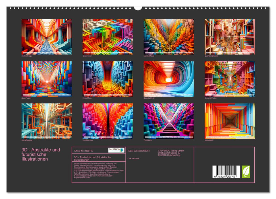 3D - Abstrakte und futuristische Illustrationen (CALVENDO Premium Wandkalender 2027)