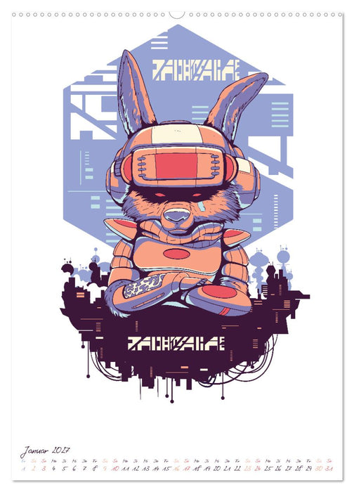 Cyberpunk Futuristische Städte (CALVENDO Premium Wandkalender 2027)
