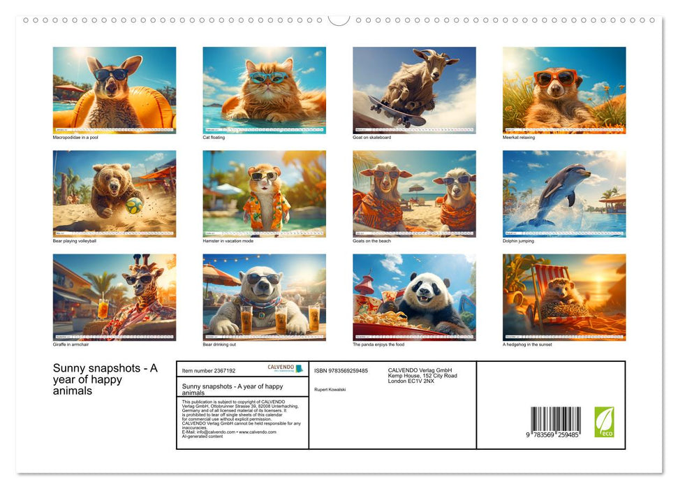 Sunny snapshots - A year of happy animals (CALVENDO Premium-Calendar 2027)