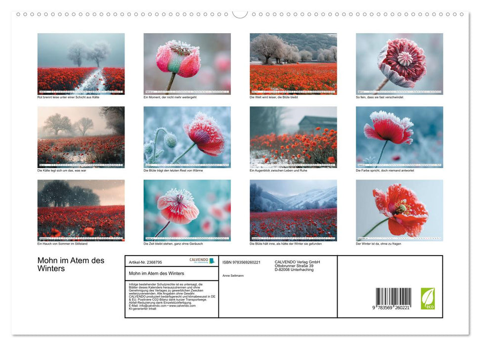 Mohn im Atem des Winters (CALVENDO Premium Wandkalender 2027)
