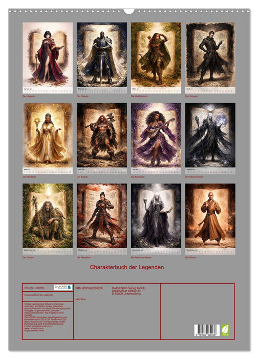 Charakterbuch der Legenden (CALVENDO Wandkalender 2027)