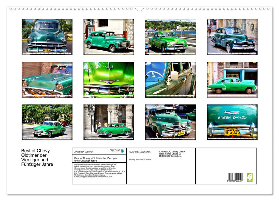 Best of Chevy - Oldtimer der Vierziger und Fünfziger Jahre (CALVENDO Wandkalender 2027)