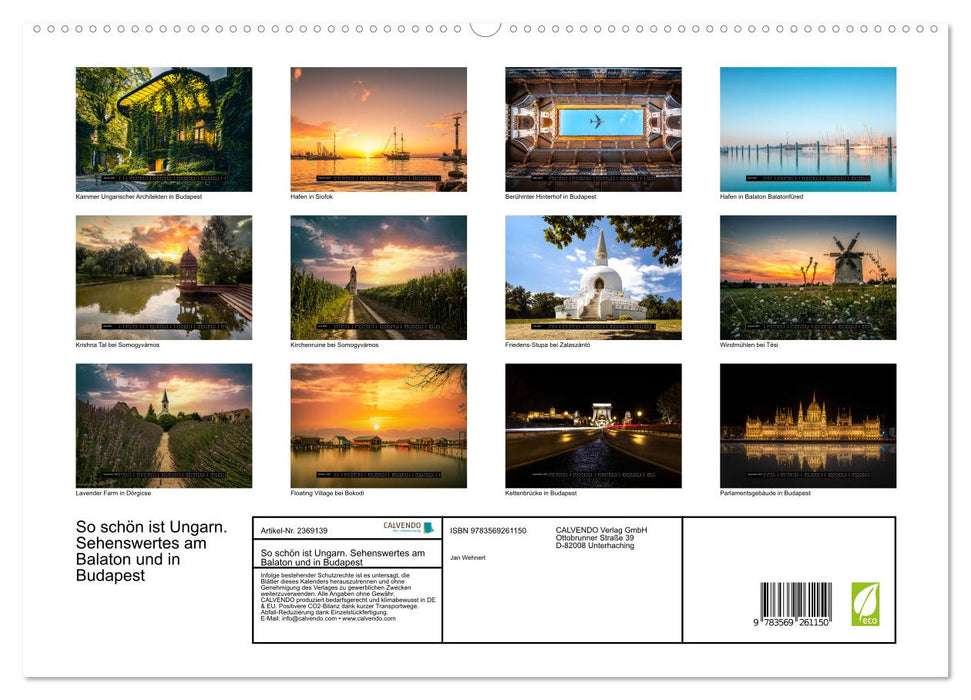 So schön ist Ungarn. Sehenswertes am Balaton und in Budapest (CALVENDO Premium Wandkalender 2027)