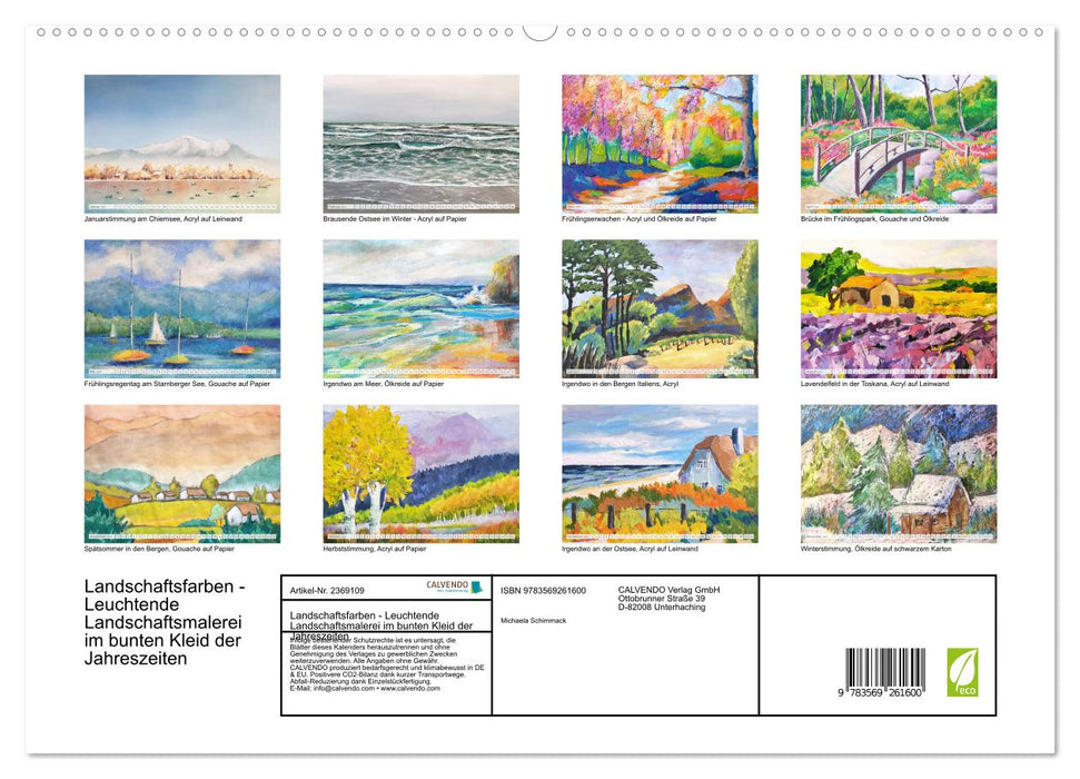 Landschaftsfarben - Leuchtende Landschaftsmalerei im bunten Kleid der Jahreszeiten (CALVENDO Premium Wandkalender 2027)