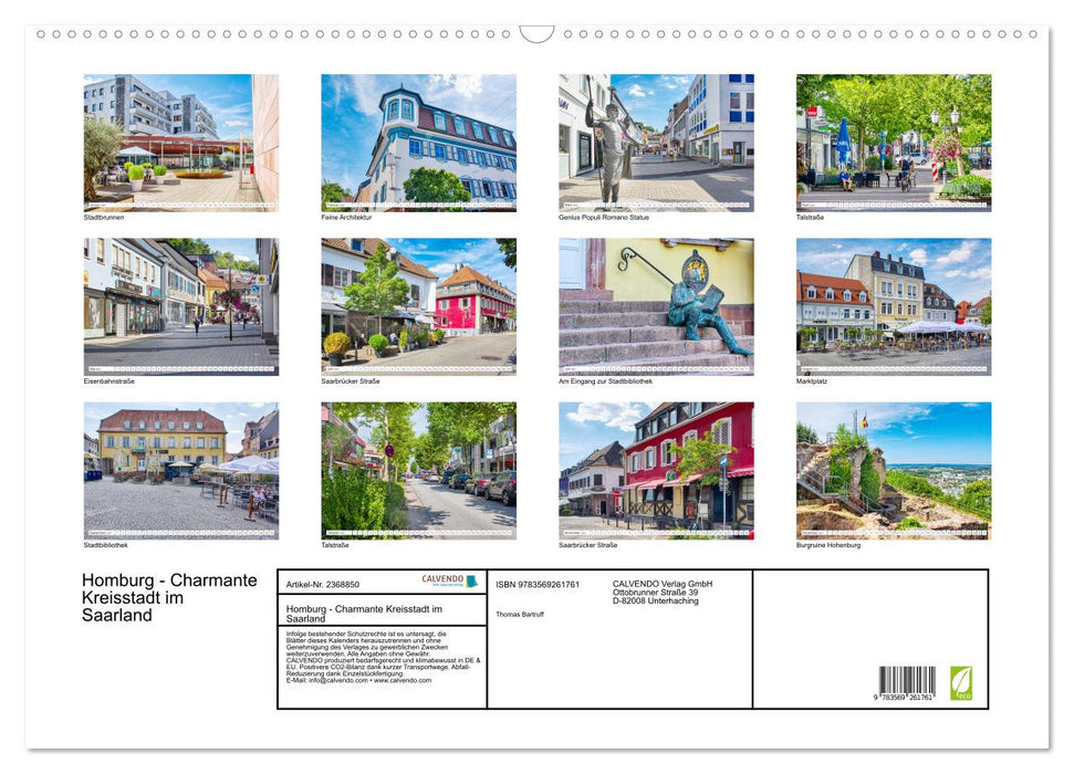 Homburg - Charmante Kreisstadt im Saarland (CALVENDO Wandkalender 2027)