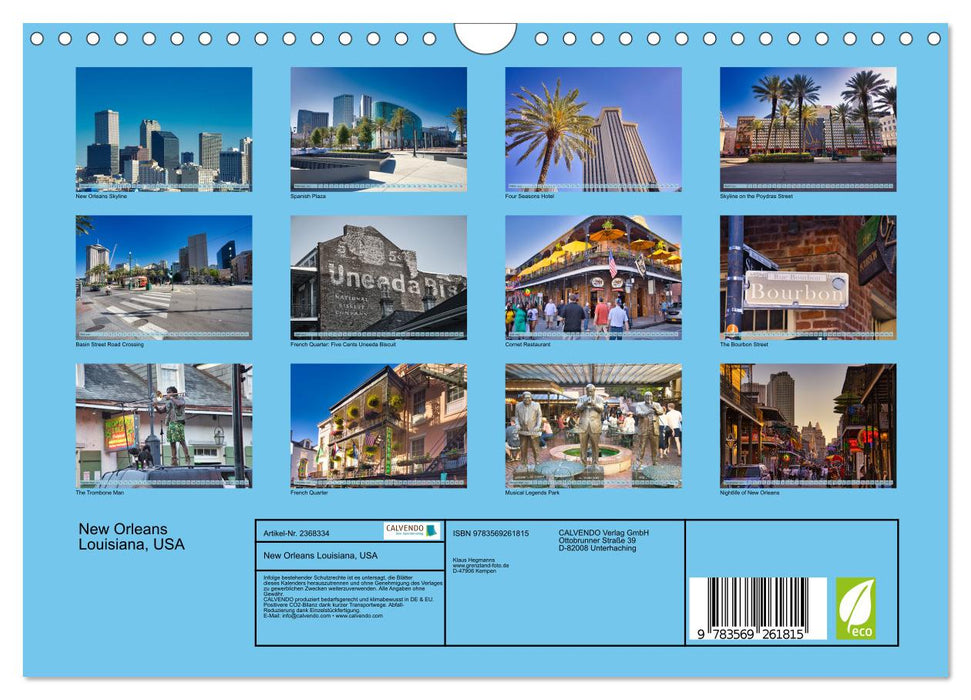 New Orleans Louisiana, USA (CALVENDO Wandkalender 2027)