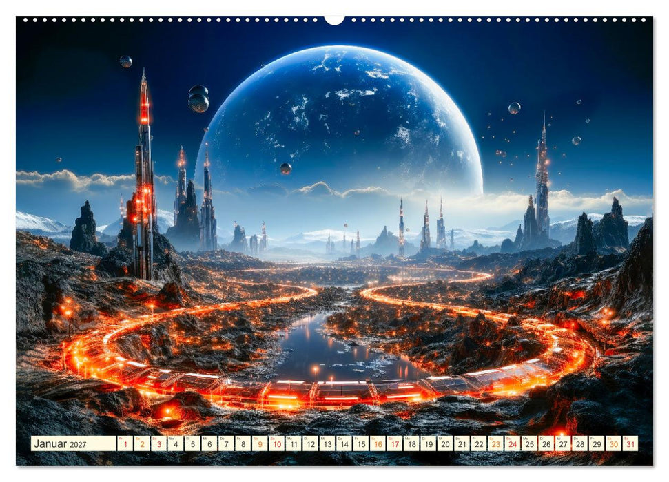Futuristische Lebens Welten (CALVENDO Premium Wandkalender 2027)