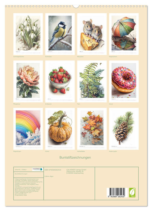 Buntstiftzeichnungen (CALVENDO Premium Wandkalender 2027)