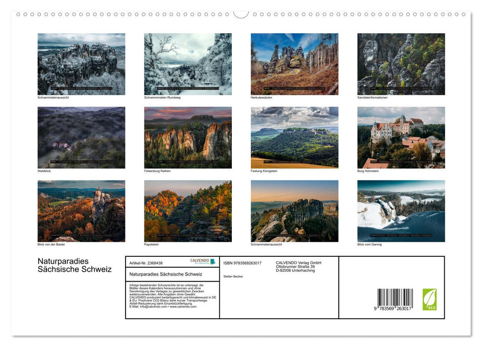 Naturparadies Sächsische Schweiz (CALVENDO Premium Wandkalender 2027)