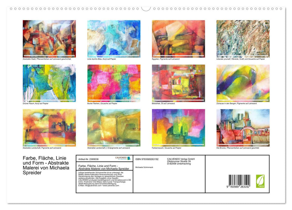 Farbe, Fläche, Linie und Form - Abstrakte Malerei von Michaela Spreider (CALVENDO Premium Wandkalender 2027)