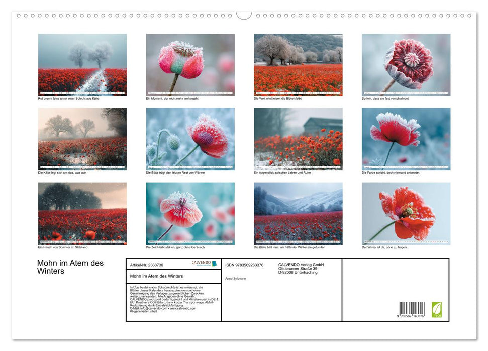 Mohn im Atem des Winters (CALVENDO Wandkalender 2027)