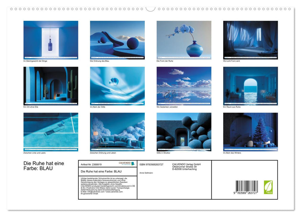 Die Ruhe hat eine Farbe: BLAU (CALVENDO Premium Wandkalender 2027)