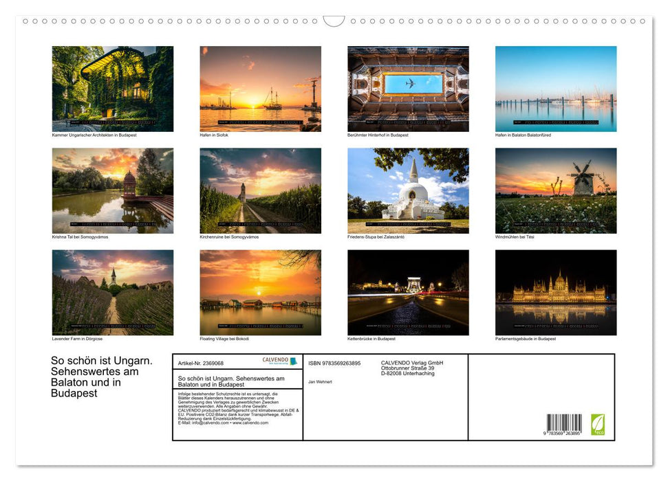 So schön ist Ungarn. Sehenswertes am Balaton und in Budapest (CALVENDO Wandkalender 2027)