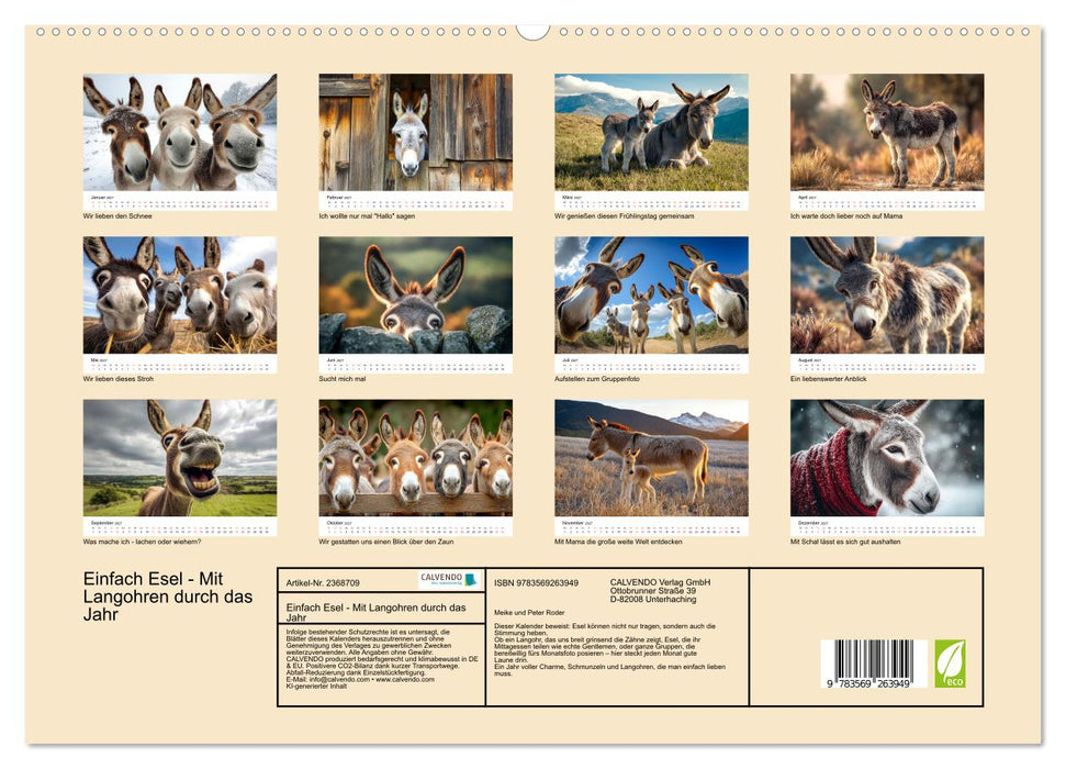 Einfach Esel - Mit Langohren durch das Jahr (CALVENDO Premium Wandkalender 2027)