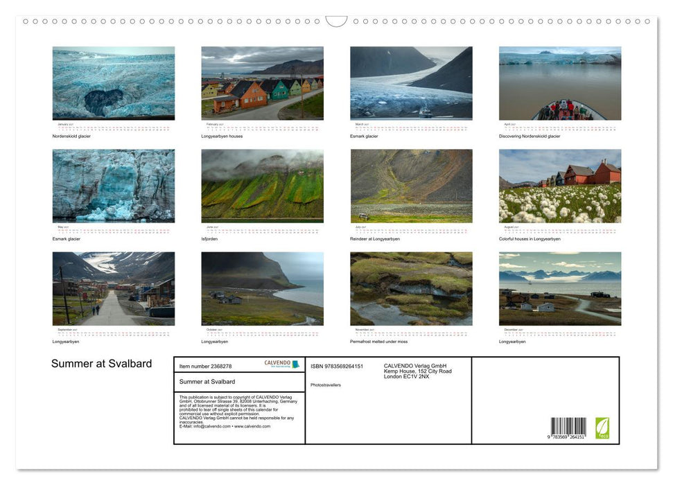 Summer at Svalbard (CALVENDO Monthly Calendar 2027)