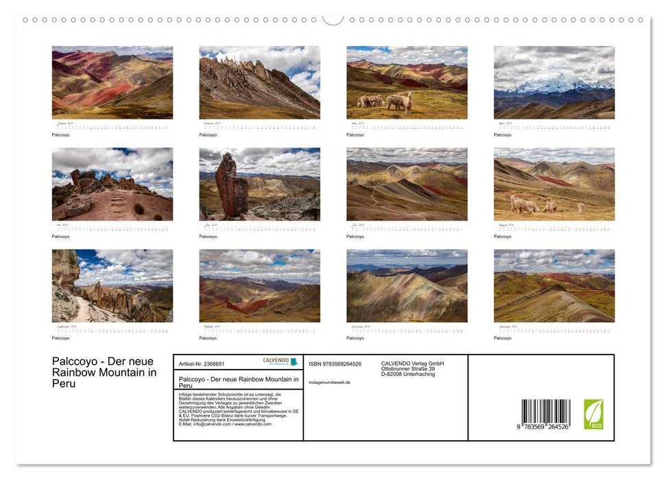 Palccoyo - Der neue Rainbow Mountain in Peru (CALVENDO Premium Wandkalender 2027)
