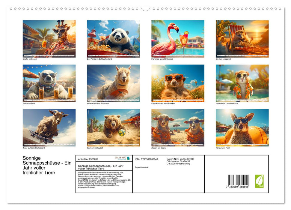 Sonnige Schnappschüsse - Ein Jahr voller fröhlicher Tiere (CALVENDO Premium Wandkalender 2027)