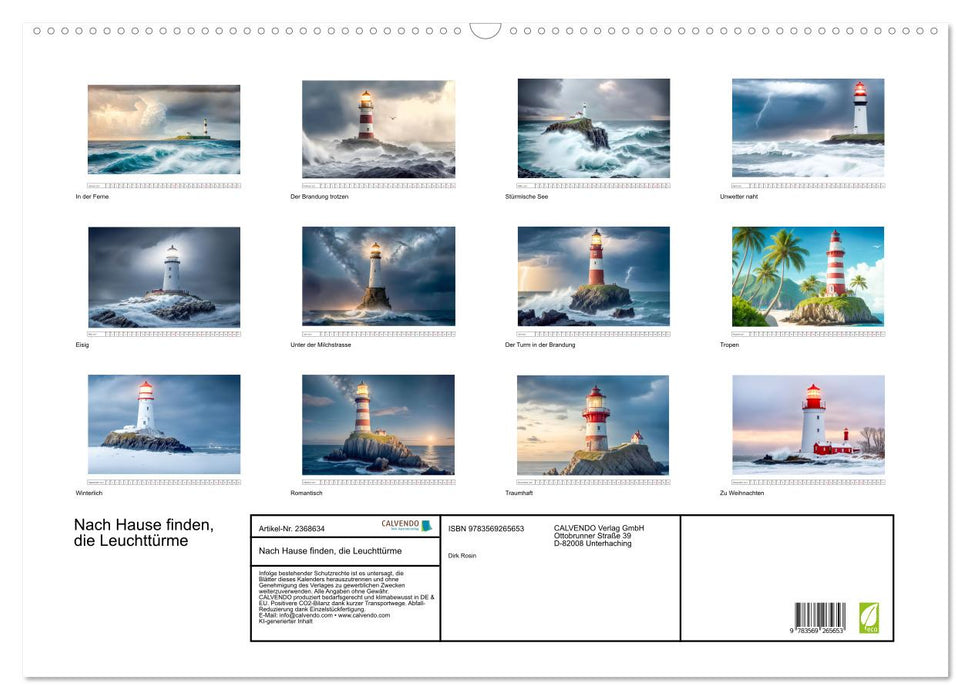 Nach Hause finden, die Leuchttürme (CALVENDO Wandkalender 2027)