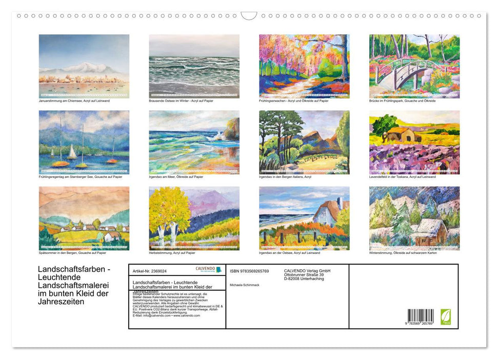Landschaftsfarben - Leuchtende Landschaftsmalerei im bunten Kleid der Jahreszeiten (CALVENDO Wandkalender 2027)