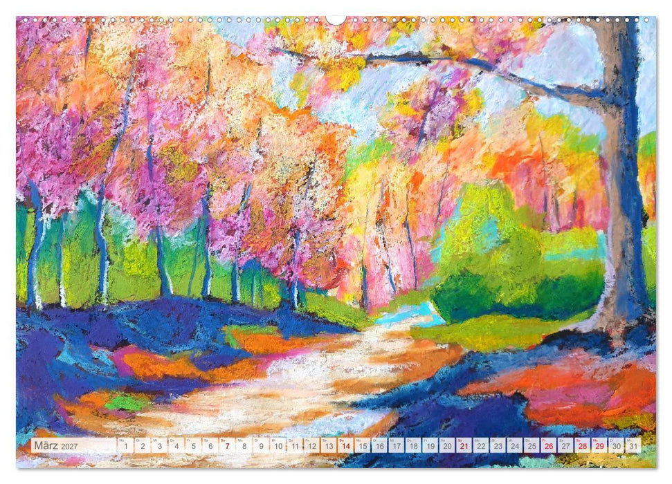 Landschaftsfarben - Leuchtende Landschaftsmalerei im bunten Kleid der Jahreszeiten (CALVENDO Wandkalender 2027)