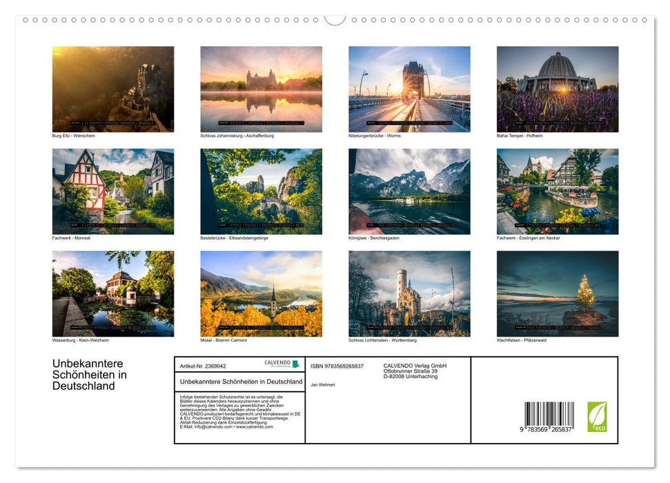 Unbekanntere Schönheiten in Deutschland (CALVENDO Premium Wandkalender 2027)