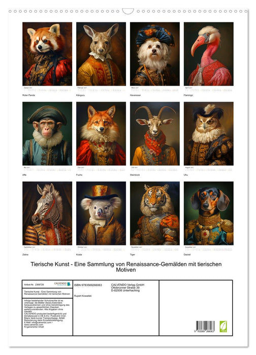 Tierische Kunst - Eine Sammlung von Renaissance-Gemälden mit tierischen Motiven (CALVENDO Wandkalender 2027)