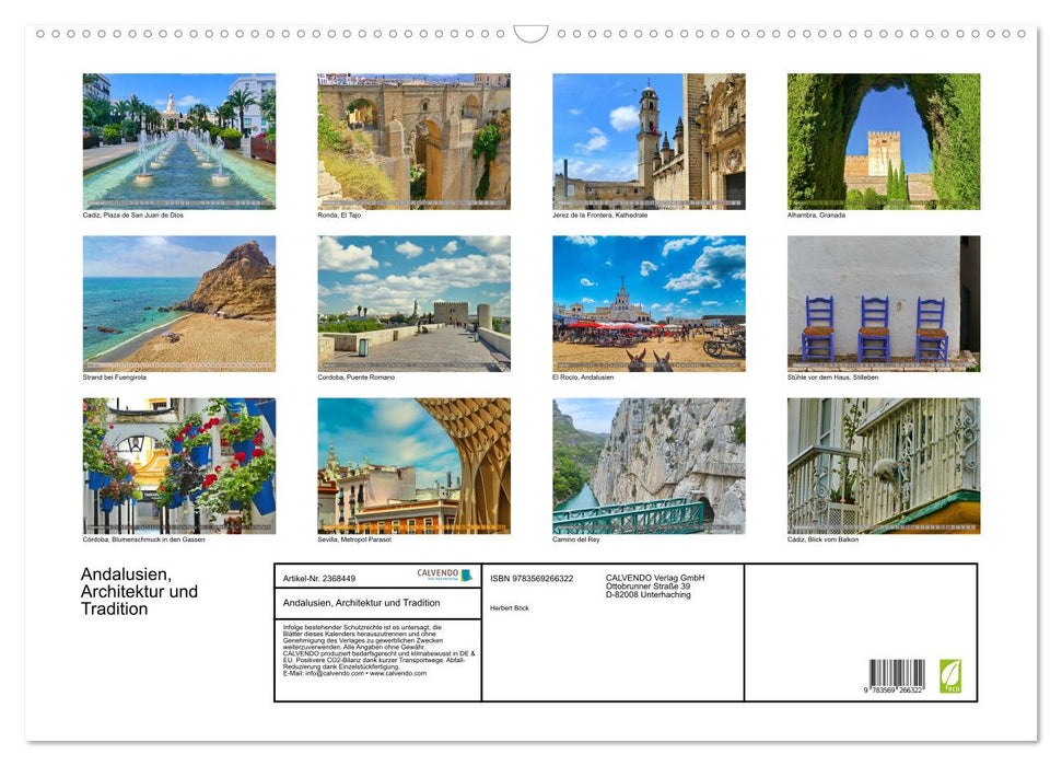 Andalusien, Architektur und Tradition (CALVENDO Wandkalender 2027)