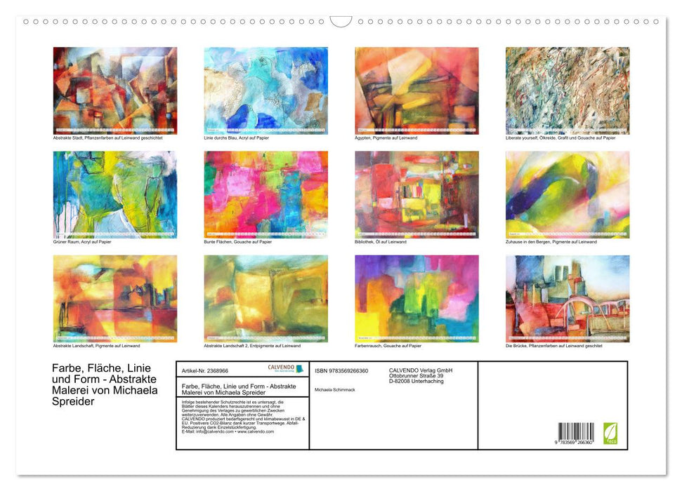 Farbe, Fläche, Linie und Form - Abstrakte Malerei von Michaela Spreider (CALVENDO Wandkalender 2027)