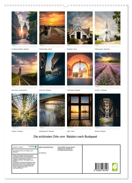 Die schönsten Orte vom Balaton nach Budapest (CALVENDO Premium Wandkalender 2027)
