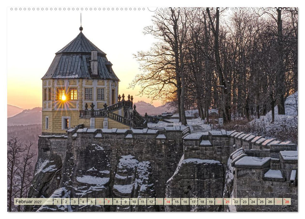 Die Festung Königstein im Licht der vier Jahreszeiten (CALVENDO Wandkalender 2027)