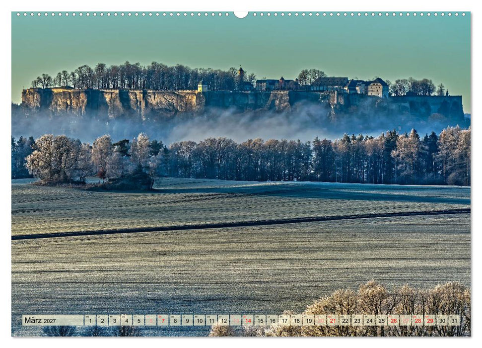 Die Festung Königstein im Licht der vier Jahreszeiten (CALVENDO Wandkalender 2027)
