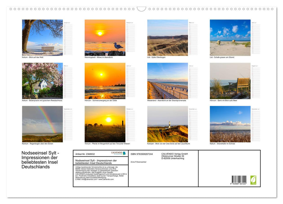 Nodseeinsel Sylt - Impressionen der beliebtesten Insel Deutschlands (CALVENDO Wandkalender 2027)