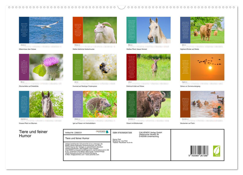 Tiere und feiner Humor (CALVENDO Premium Wandkalender 2027)