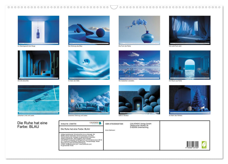 Die Ruhe hat eine Farbe: BLAU (CALVENDO Wandkalender 2027)