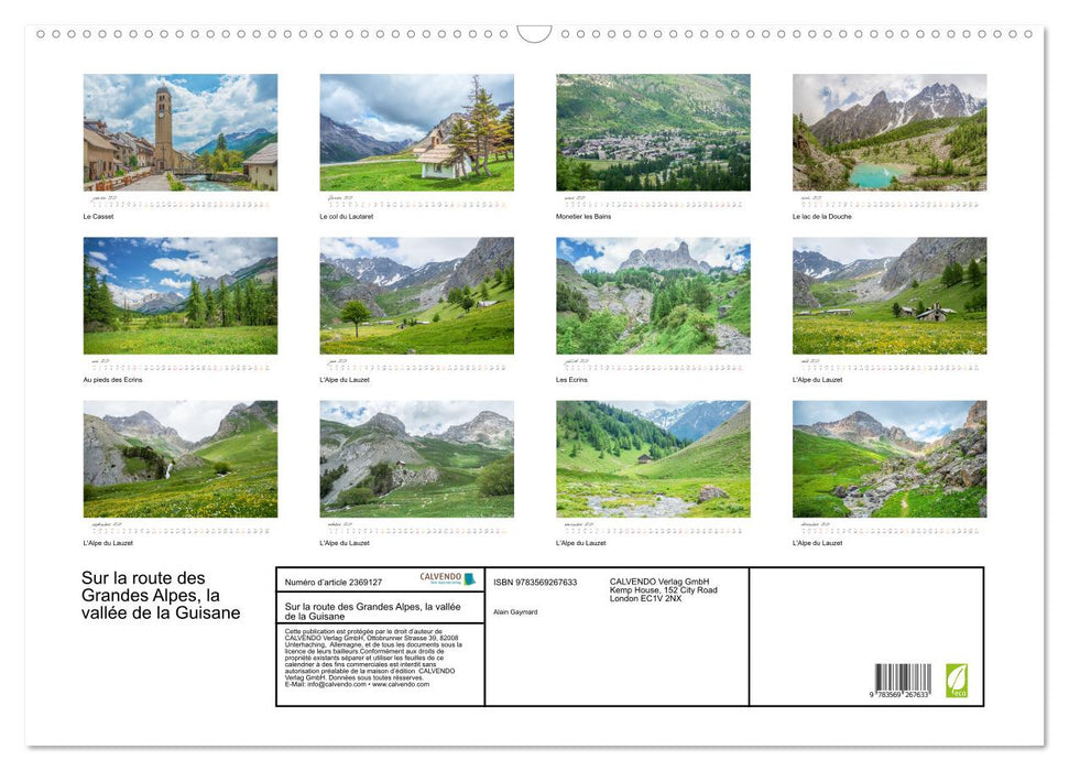 Sur la route des Grandes Alpes, la vallée de la Guisane (CALVENDO Calendrier mensuel 2027)