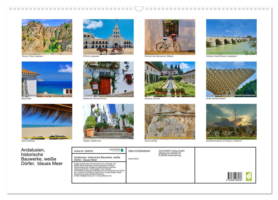 Andalusien, historische Bauwerke, weiße Dörfer, blaues Meer (CALVENDO Wandkalender 2027)