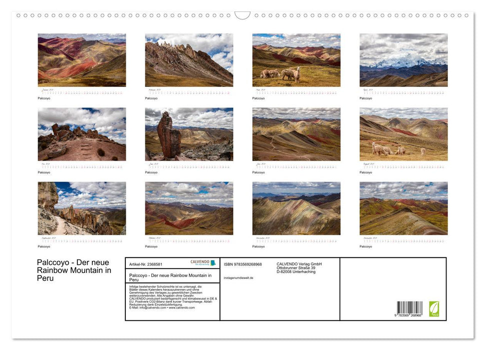 Palccoyo - Der neue Rainbow Mountain in Peru (CALVENDO Wandkalender 2027)