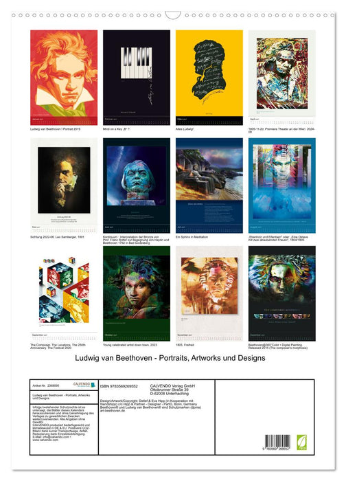 Ludwig van Beethoven - Portraits, Artworks und Designs (CALVENDO Wandkalender 2027)