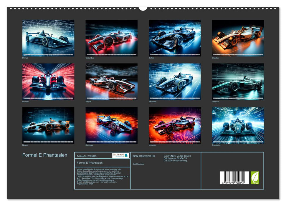 Formel E Phantasien (CALVENDO Premium Wandkalender 2027)