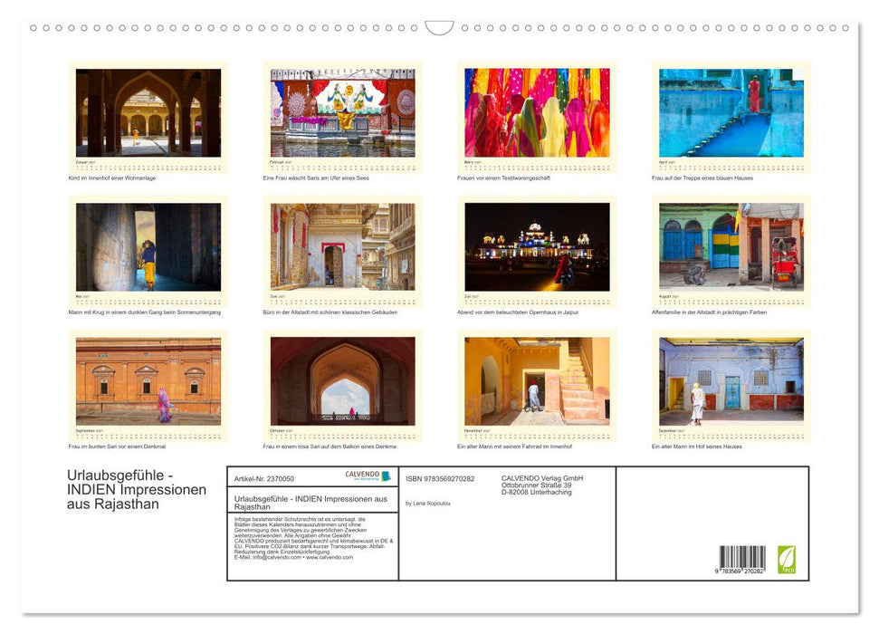Urlaubsgefühle - INDIEN Impressionen aus Rajasthan (CALVENDO Wandkalender 2027)