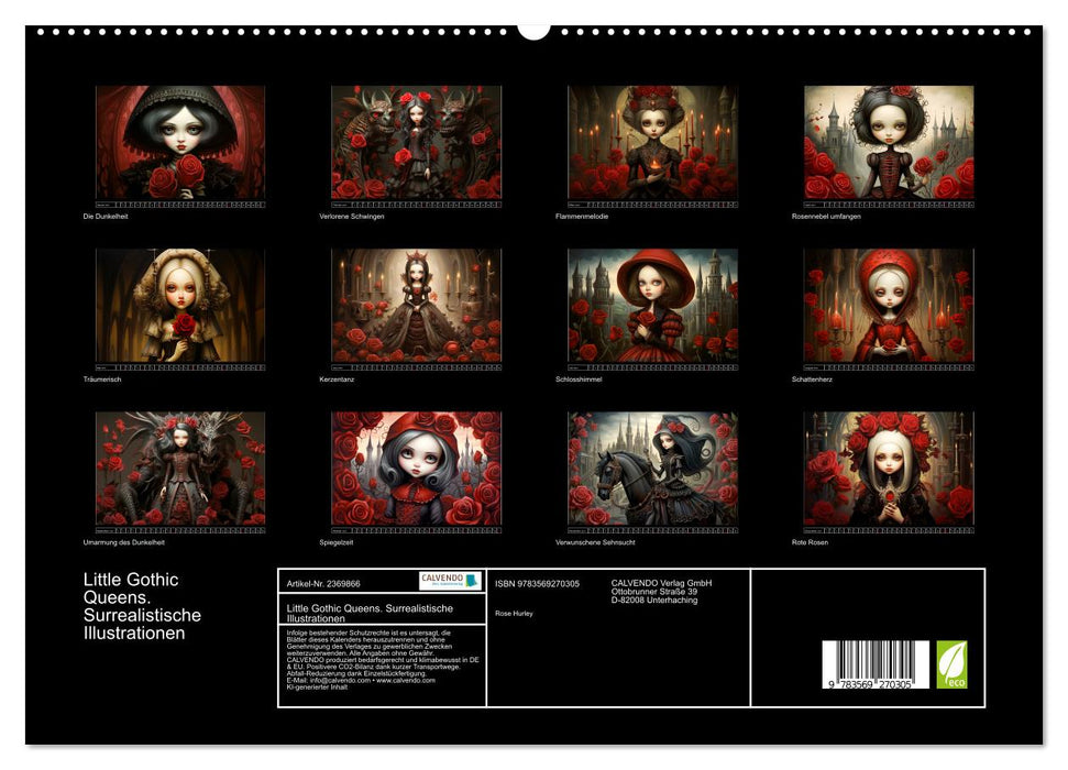 Little Gothic Queens. Surrealistische Illustrationen (CALVENDO Premium Wandkalender 2027)