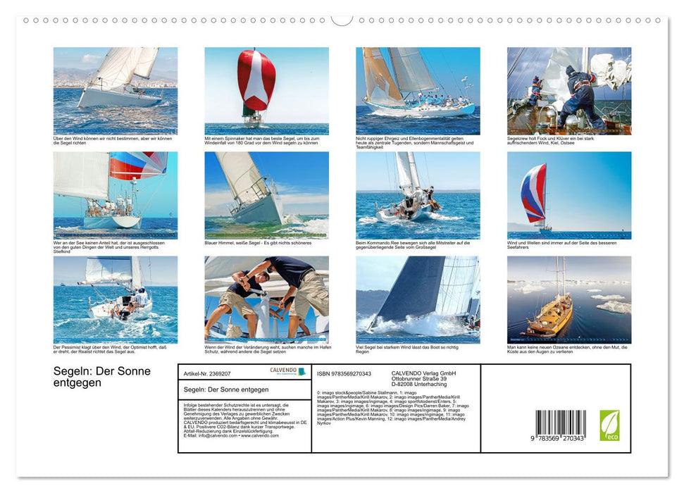 Segeln: Der Sonne entgegen (CALVENDO Premium Wandkalender 2027)