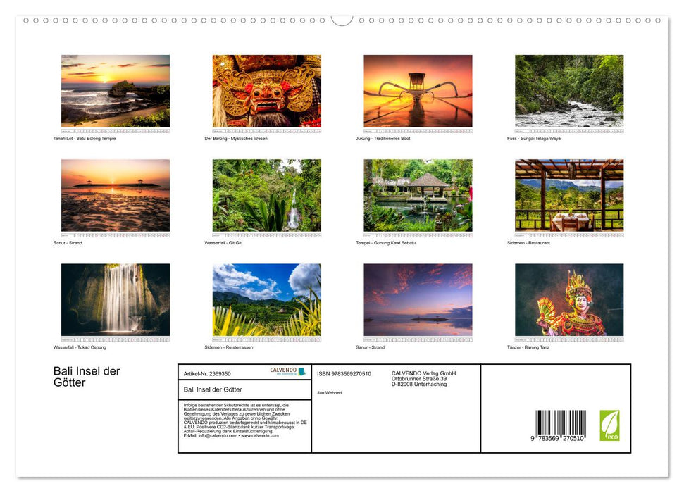 Bali Insel der Götter (CALVENDO Premium Wandkalender 2027)