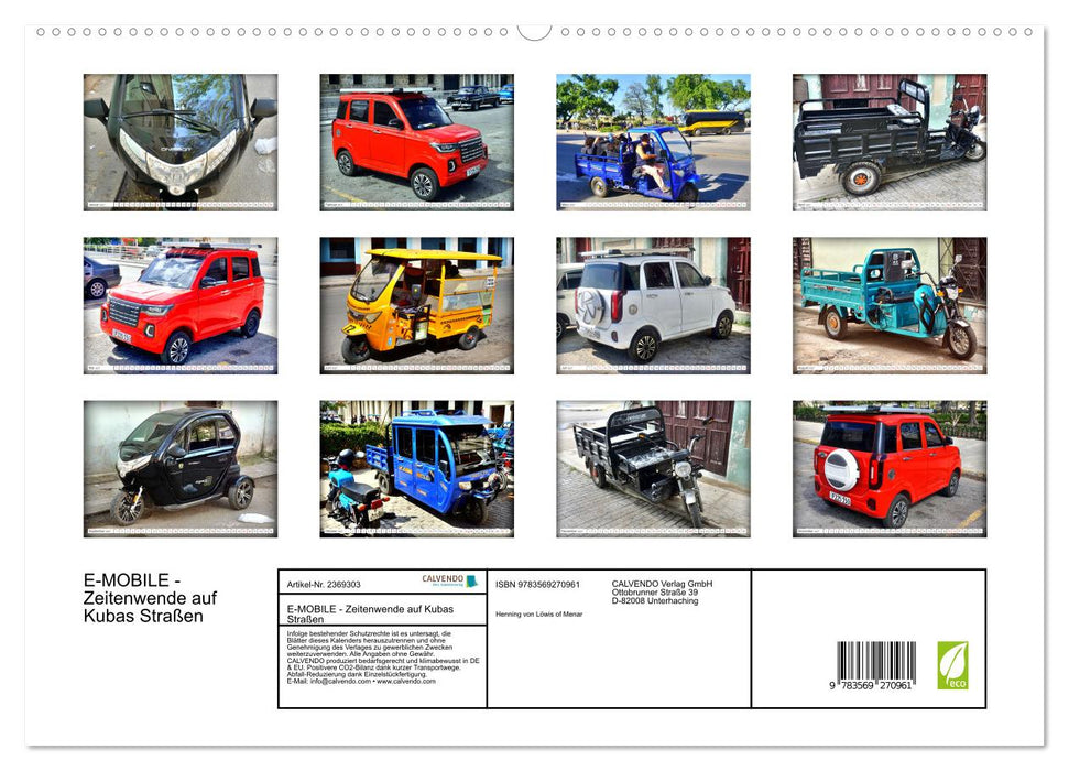 E-MOBILE - Zeitenwende auf Kubas Straßen (CALVENDO Premium Wandkalender 2027)
