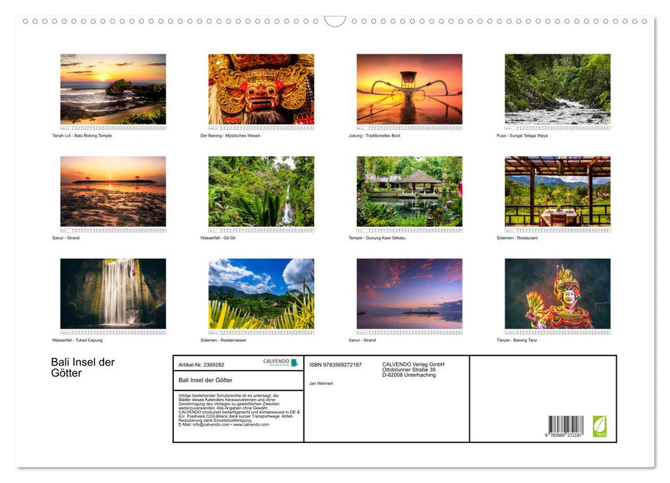 Bali Insel der Götter (CALVENDO Wandkalender 2027)