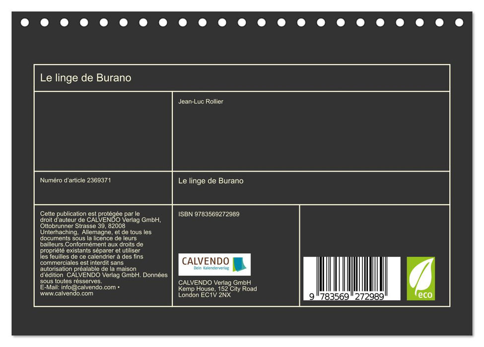 Le linge de Burano (CALVENDO Calendrier mensuel 2027)
