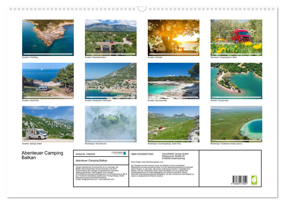 Abenteuer Camping Balkan (CALVENDO Wandkalender 2027)