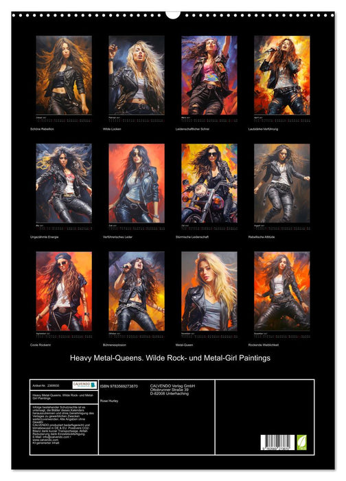 Heavy Metal-Queens. Wilde Rock- und Metal-Girl Paintings (CALVENDO Wandkalender 2027)