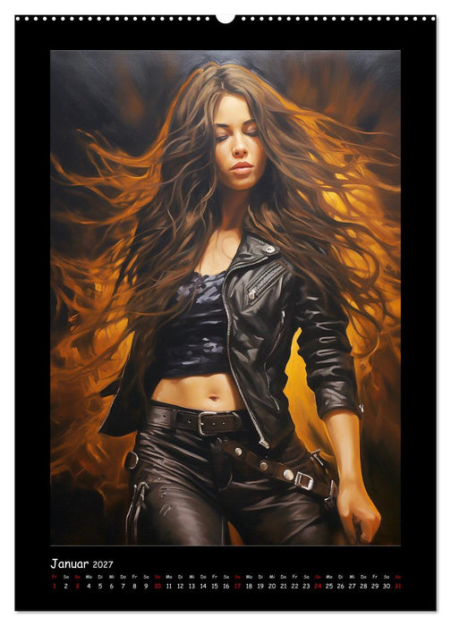 Heavy Metal-Queens. Wilde Rock- und Metal-Girl Paintings (CALVENDO Wandkalender 2027)