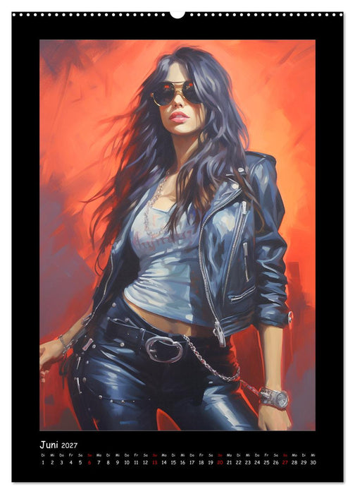 Heavy Metal-Queens. Wilde Rock- und Metal-Girl Paintings (CALVENDO Wandkalender 2027)
